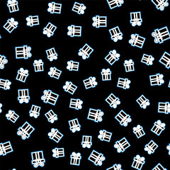 Obraz premium Line Gift box icon isolated seamless pattern on black background. Vector.