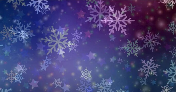 4K looping dark blue, red animation in Christmas style. Shining colorful animation with New Year attributes. Clip for holyday commercials. 4096 x 2160, 30 fps.