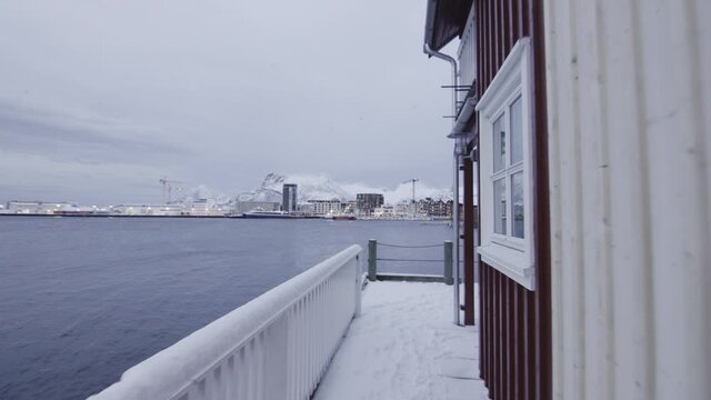 Nordic house in winter scene