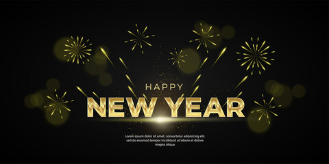 Happy newyear letters banner, vector art and illustration. can use for, landing page, template, ui, web, mobile app, poster, banner, flyer, background