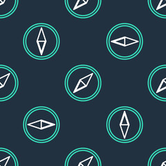 Line Wind rose icon isolated seamless pattern on black background. Compass icon for travel. Navigation design. Vector.