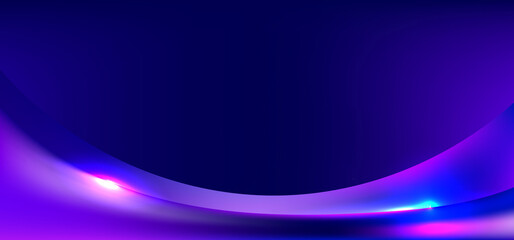 Banner web template blue and purple gradient curved shape with lighting background