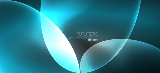 Neon ellipses abstract backgrounds. Shiny bright round shapes glowing in the dark. Vector futuristic illustrations for covers, banners, flyers and posters and other