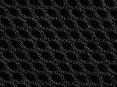 black cotton fabric with a mesh pattern for visible details. background