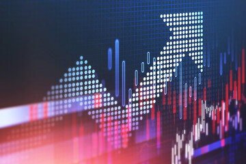 Arrow and financial graph background, red