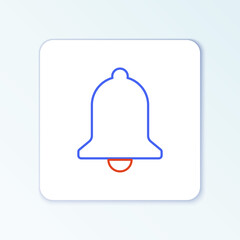 Line Ringing bell icon isolated on white background. Alarm symbol, service bell, handbell sign, notification symbol. Colorful outline concept. Vector.