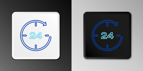 Line Clock 24 hours icon isolated on grey background. All day cyclic icon. 24 hours service symbol. Colorful outline concept. Vector.