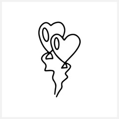 Doodle ballon heart icon isolated on white. Vector stock illustration. EPS 10