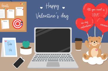 Office workspace’s decorated in Valentine’s Day.