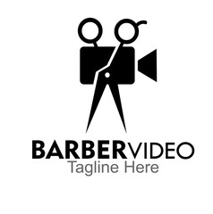barber video logo design concept