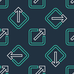 Line Open in new window icon isolated seamless pattern on black background. Open another tab button sign. Browser frame symbol. External link sign. Vector.