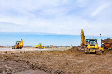 Start of landscape transformation into urban area, building site