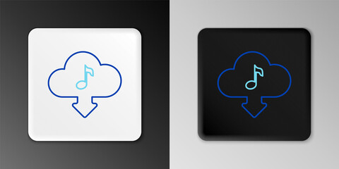 Line Cloud download music icon isolated on grey background. Music streaming service, sound cloud computing, online media streaming, audio wave. Colorful outline concept. Vector.