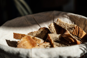 A bread basket on an italian table