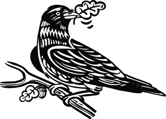 Obraz premium hand drawn illustration of a crow