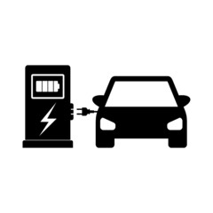 Power station for vehicles sign. Charging point of electric cars icon isolated on white background