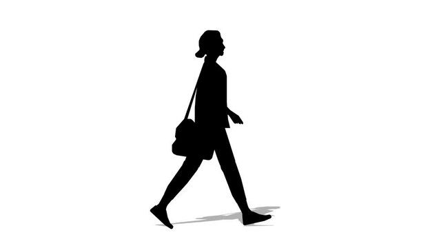 Walking silhouette woman cartoon animation. Loop animation ( 4K video ).