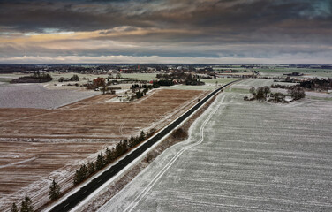 Fototapeta premium Littlle snow on the land in early winter.
