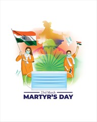vector illustration for patriotic concept banner for Martyr's Day, 23 march with tricolor abstract background, 