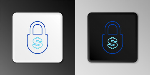 Line Money lock icon isolated on grey background. Padlock and dollar symbol. Finance, security, safety, protection, privacy concept. Colorful outline concept. Vector.