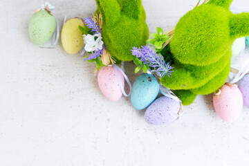 Easter scene with colored eggs