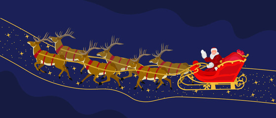 santa claus sleigh with reindeer
