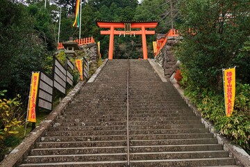 Torii and Stairway to Kumano Kumano Nachi Taisha or Shrine in Wakayama, Japan