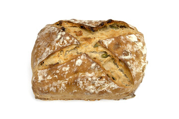 miche de pain aux céréales isolée sur un fond blanc