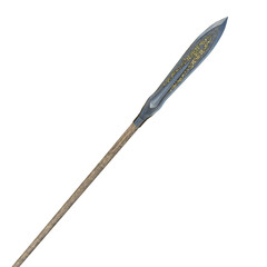 long spear, weapon, on an isolated white background. 3d illustration