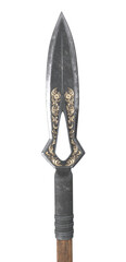 long spear, weapon, on an isolated white background. 3d illustration