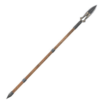 long spear, weapon, on an isolated white background. 3d illustration