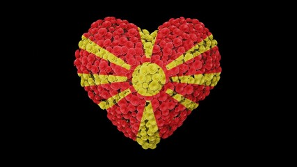 Macedonia National Day. September 8. Independence Day. Heart shape made out of flowers on black background. 3D rendering.