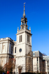 Fototapeta na wymiar St Augustine With St Faith Church next to St Paul's Cathedral in London England UK rebuilt in 1680 by Sir Christopher Wren which is a popular tourist travel destination attraction landmark