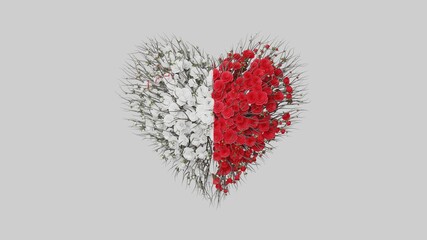 Malta National Day. September 21. Independence Day. Heart shape made out of flowers on white background. 3D rendering.