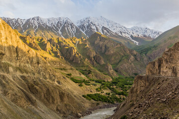 River Panj (Pyandzh) valley between Tajikistan and Afghanistan