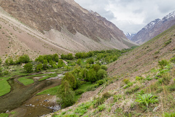 Jisev (Jizev or Jizeu) valley in Pamir mountains, Tajikistan