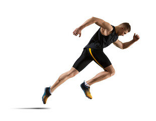 Man running. Isolated on white