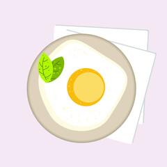 Vector image of a fried egg for breakfast.