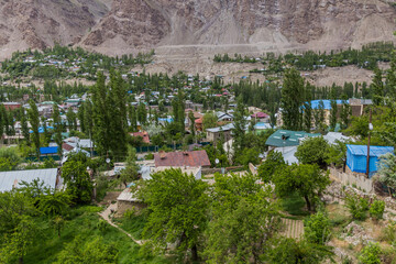 Aerial view of Khorog town, Tajikistan