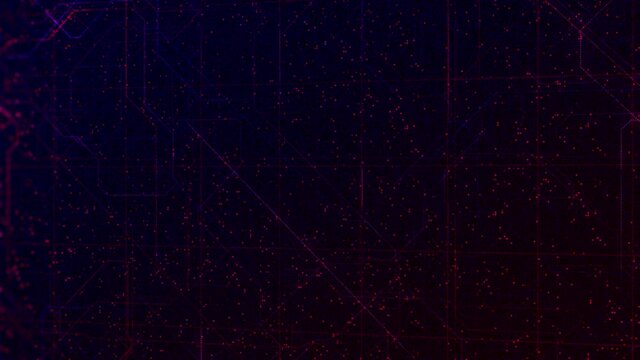 Circuit board pattern with CPU data processing. Futuristic AI Processor. Animation. Computer and technology background, seamless loop.