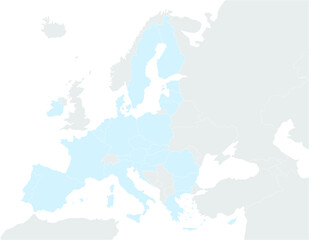 Europakarte EU grau / blau mit weißen Ländergrenzen hell (nach Brexit)
