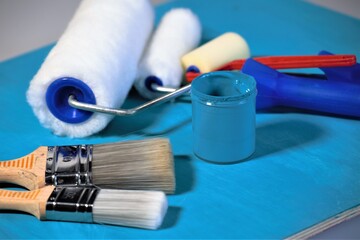 paint roller and brush