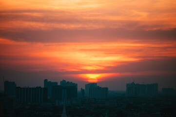 Fototapeta na wymiar Cityscape in middle of Bangkok,Thailand
