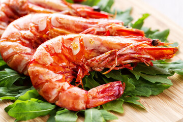 Grilled Prawns with Rocket Salad. High quality photo