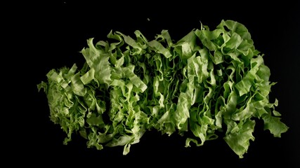 Chopped Green Lettuce On A Black Table