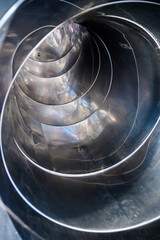 Steel spiral inside view. No people. Texture
