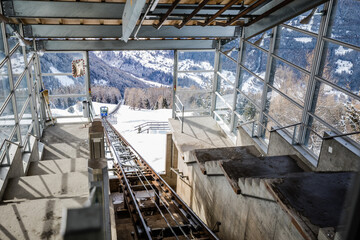 Funicular train in the Swiss alps
