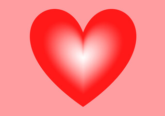 Red and white pattern of heart shape on soft pink background.