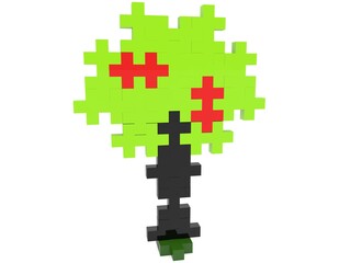 Abstract apple tree from puzzle pieces on white