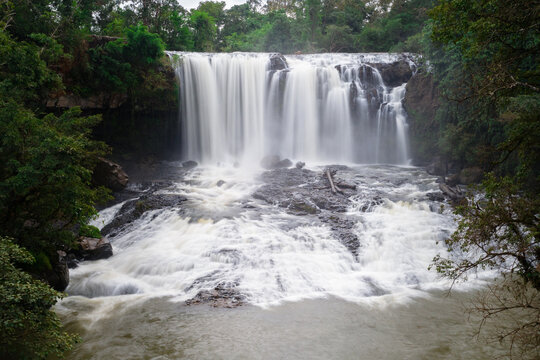 Long exposure image of Bousra Waterfall in Mondulkiri, Cambodia